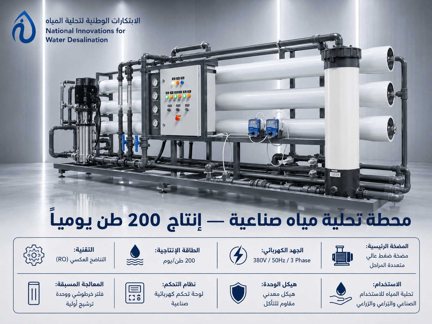 محطة تحلية صناعية توضح أن السعر مرتبط بالمواصفات التشغيلية